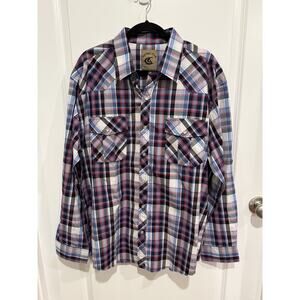 Coevals Club Shirt Mens Size XL Cowboy Pearl Snap Western Plaid Long Sleeve